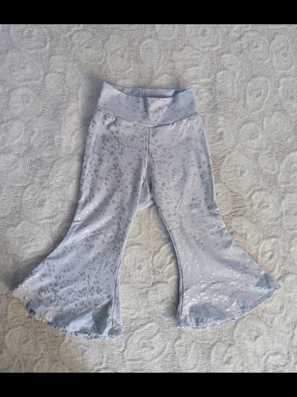 Light Blue Metallic Speckled Flare Pants